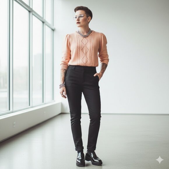 Vintage peach knit sweater - Picture 1 of 8